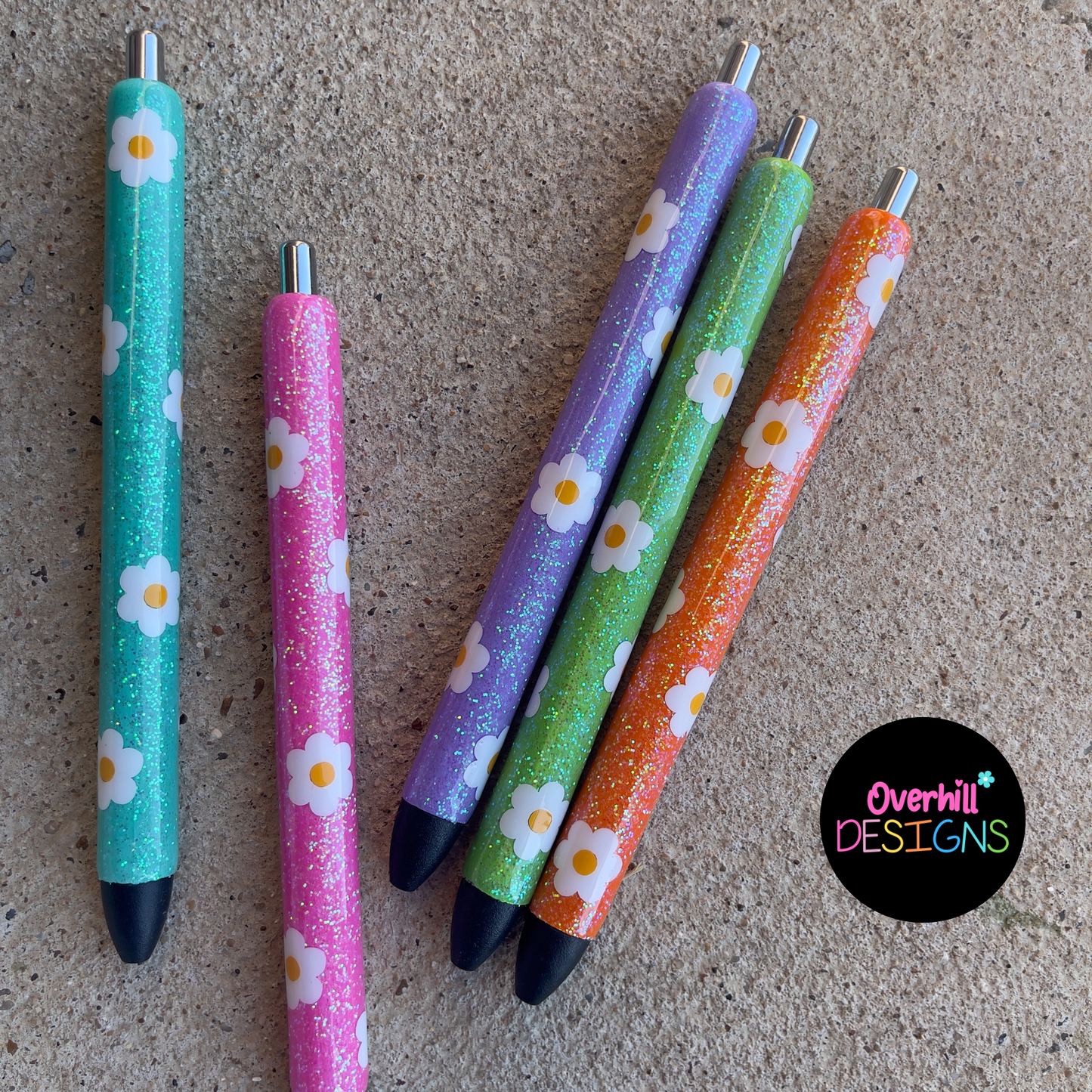 Glitter Retro Flower Pen