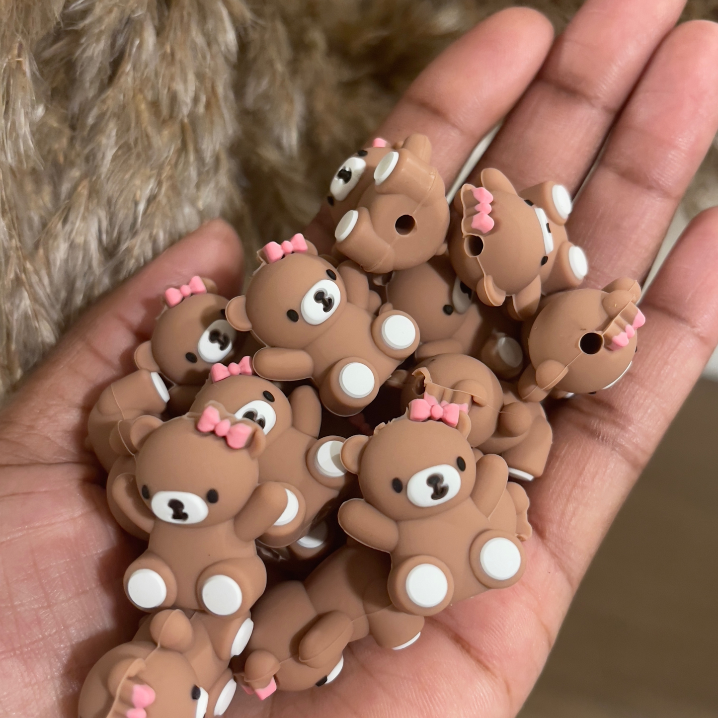 3D Brown Bear | Silicone Focal Beadn