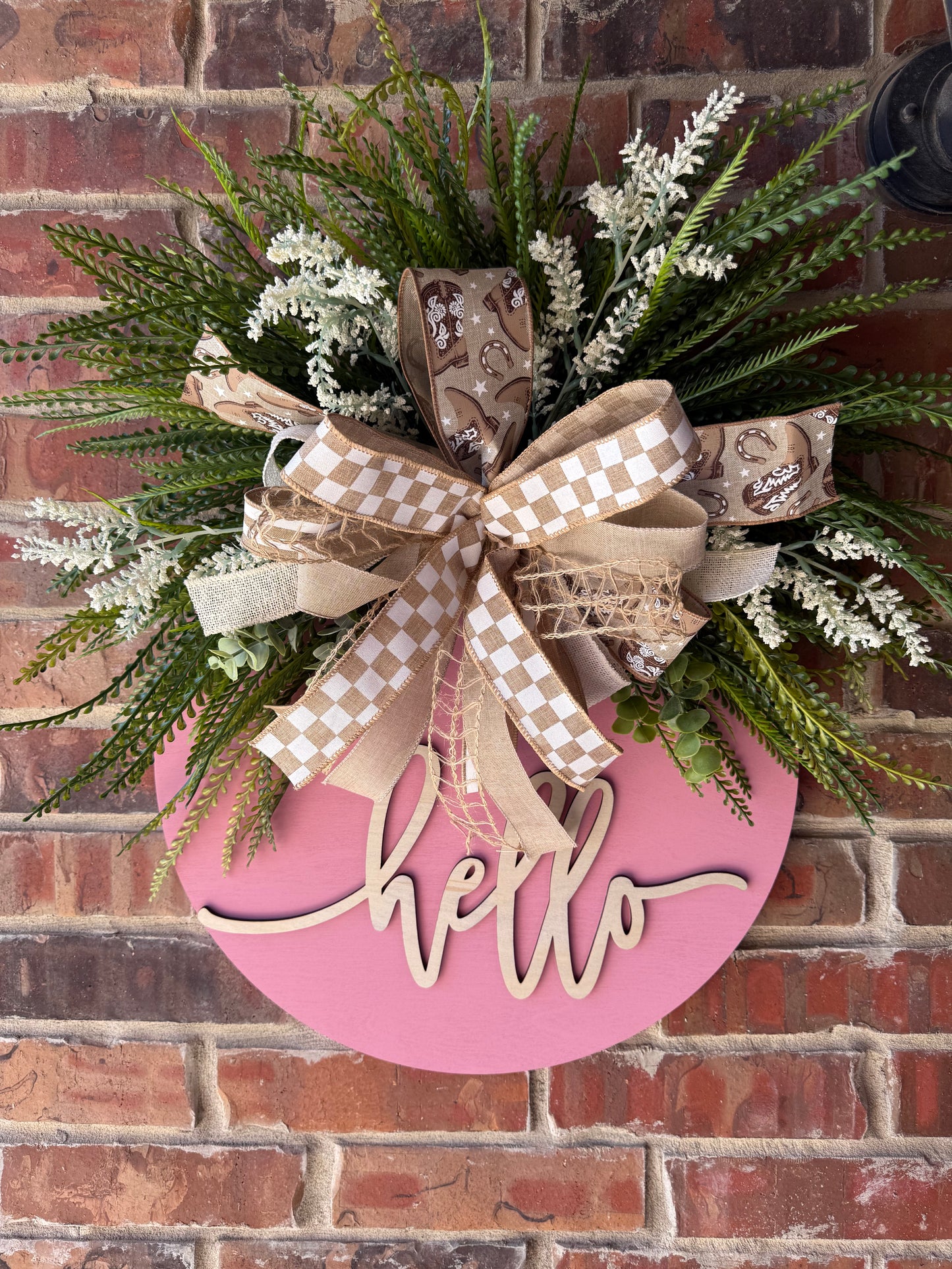 Vintage Pink Hello Door Hanger
