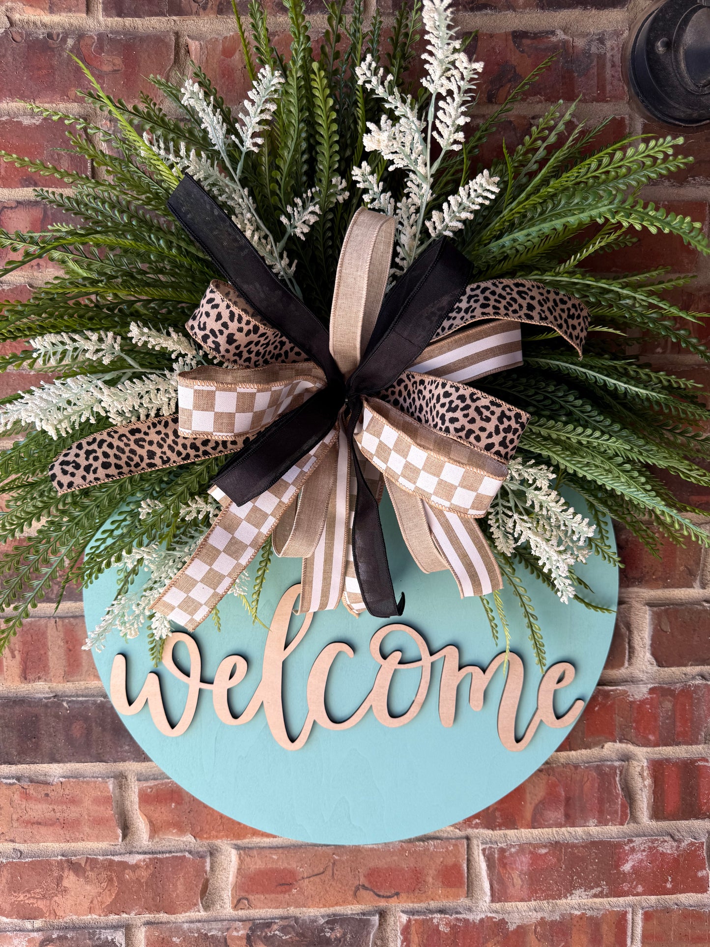 Soft Aqua Welcome Door Hanger