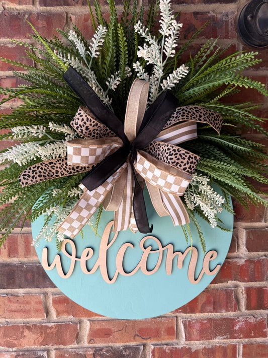 Soft Aqua Welcome Door Hanger
