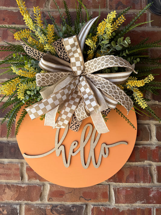 Orange Hello Door Hanger