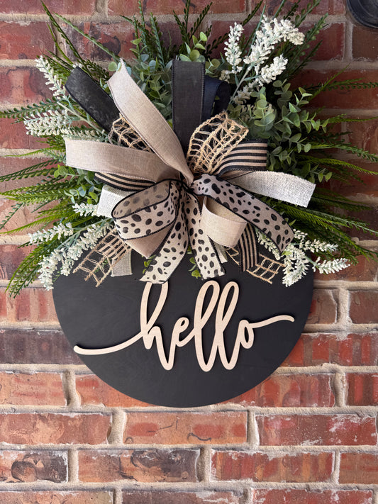 Black Hello Door Hanger