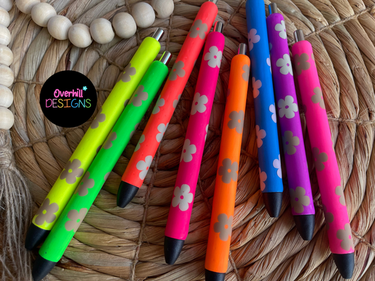 Matte Neon Retro Flower Pen