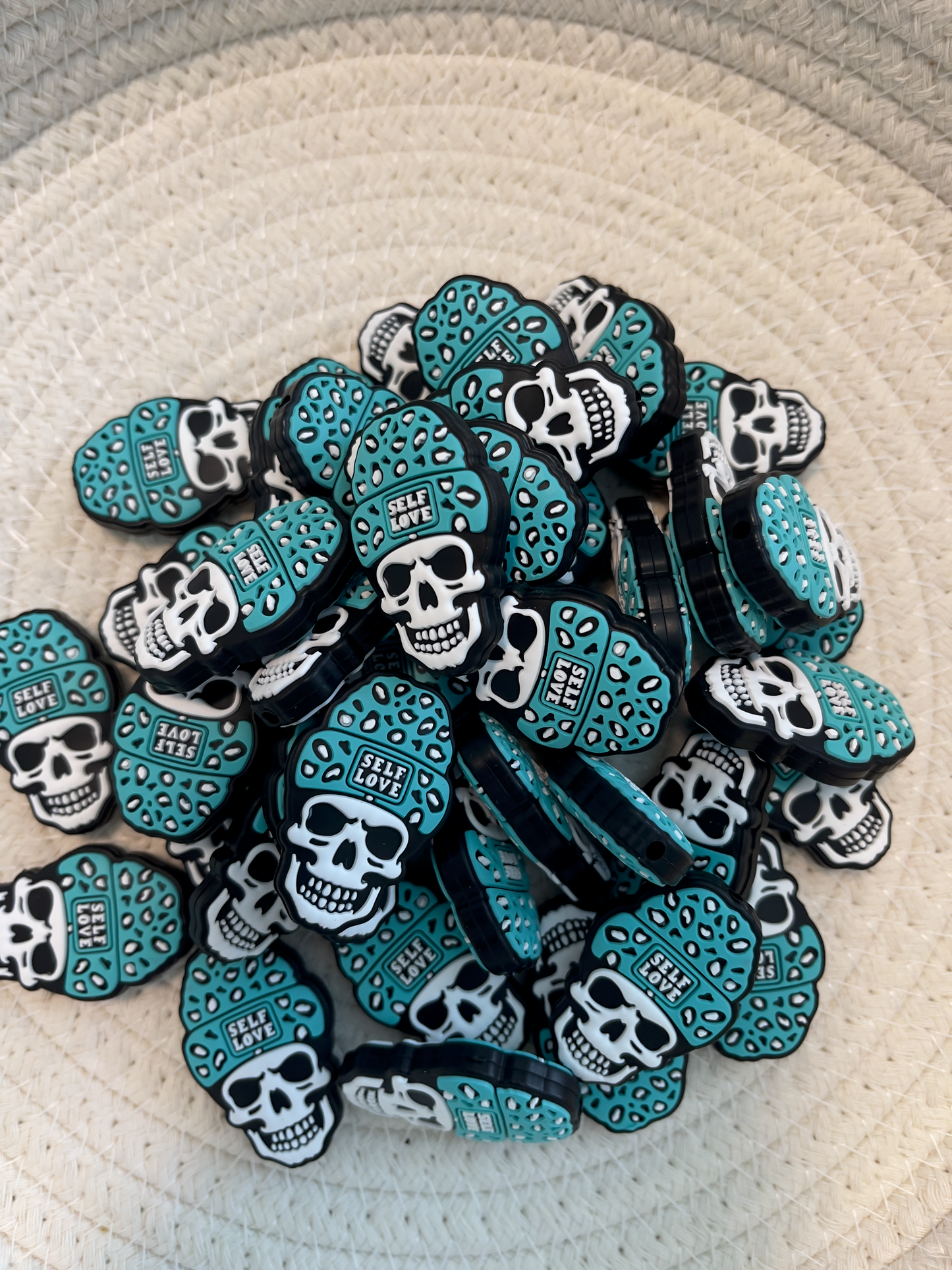 Teal Skull Head |Silicone Beaded Focal